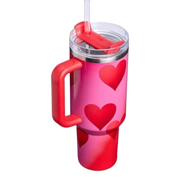 Stanley 40 oz Stainless Steel H2.0 Flowstate Quencher Tumbler Rouge Heart - Picture 2 of 3